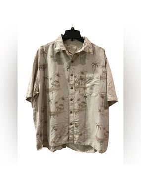 Island Republic Hawaiian Shirt Aloha 100% Silk Palm Trees Island Pocket Sz XXL